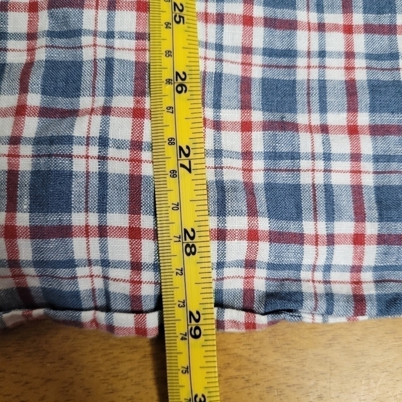 J.Crew Short Sleeve Délavé Irish Linen Shirt Morton Plaid Men's Large - Picture 7 of 9